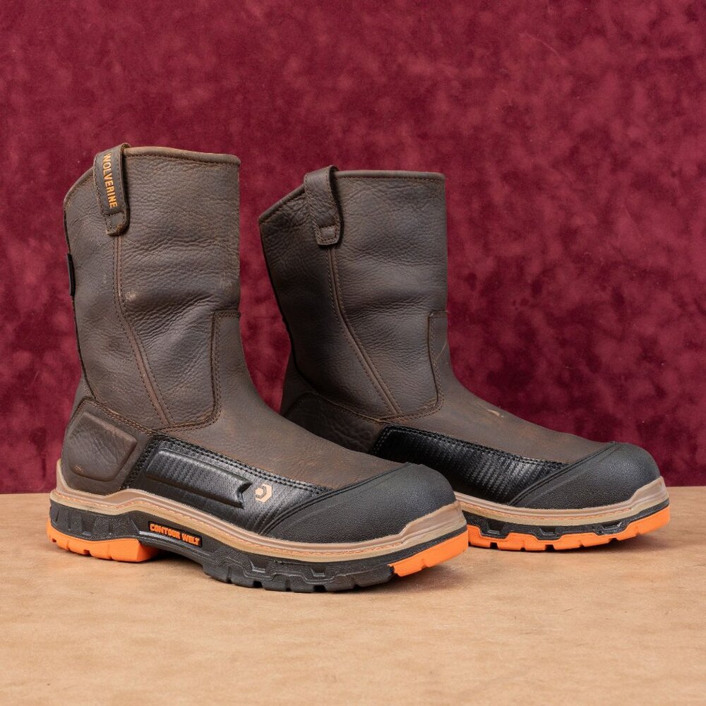 Wolverine Men Overpass CarbonMax Wide Fit Steel Toe Brown Leather Work Boots 12